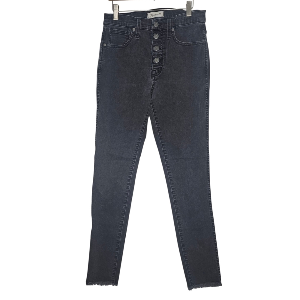 Madewell 10" High-Rise Skinny Jeans Button Fly Raw Hem Grey Wash Size 27